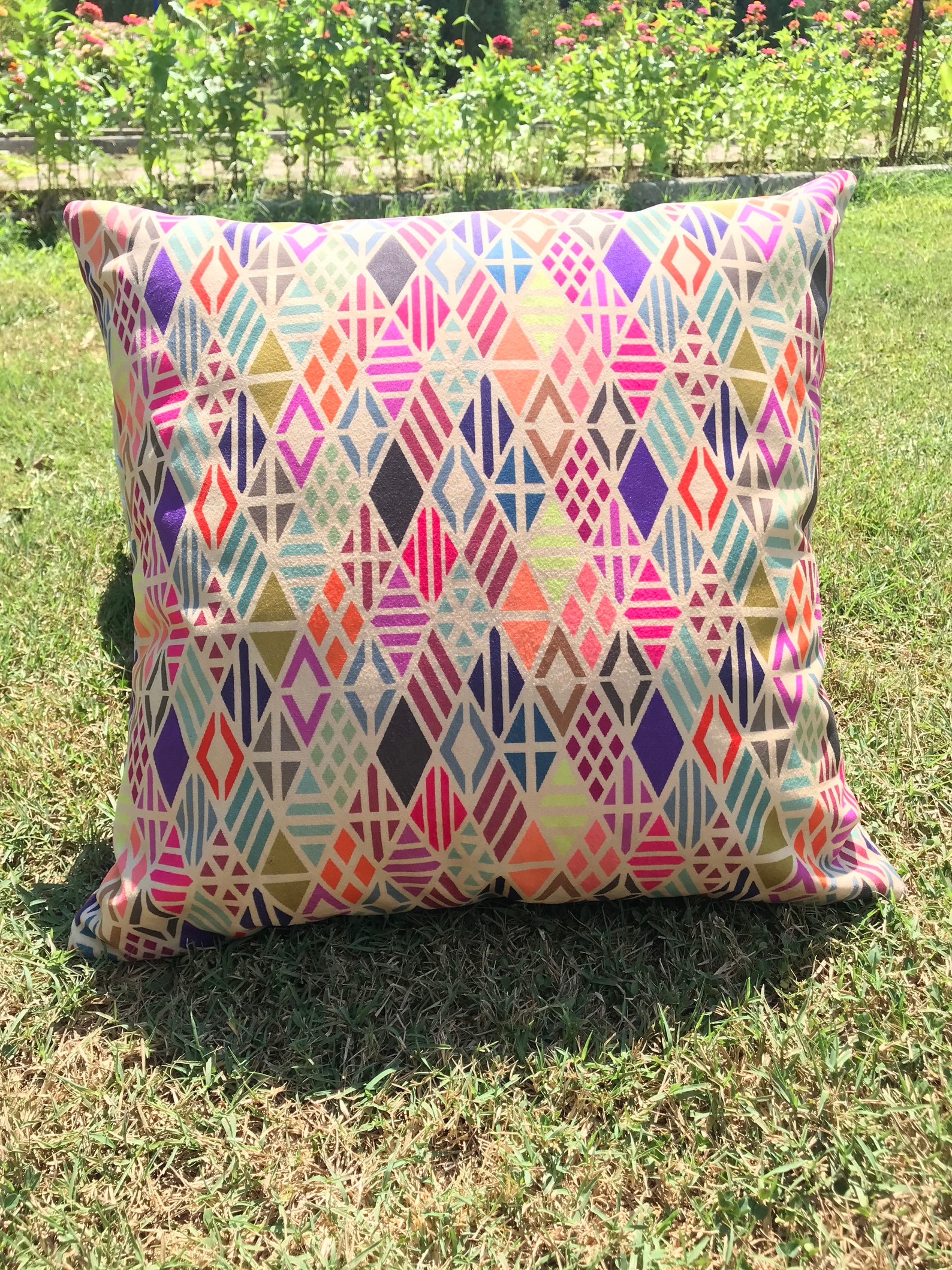 Colorful Printed Velvet Pillow Print Pillow Case 19x19 Etsy