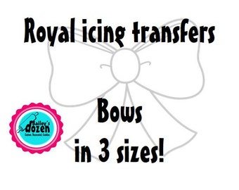 Large Bows royal icing transfer sheet | Digital Download printable practice DIY guide | Big fluffy bow
