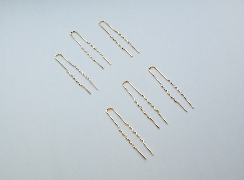 Gold bridal veil hair accessory silver 3 inch set of 6 DIY wire hair pins craft supply
