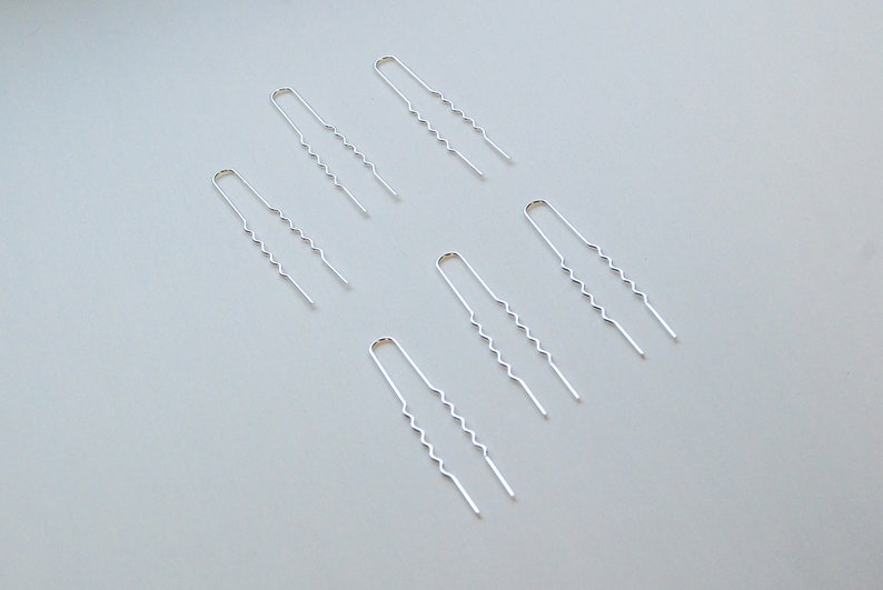 Gold bridal veil hair accessory silver 3 inch set of 6 DIY wire hair pins craft supply