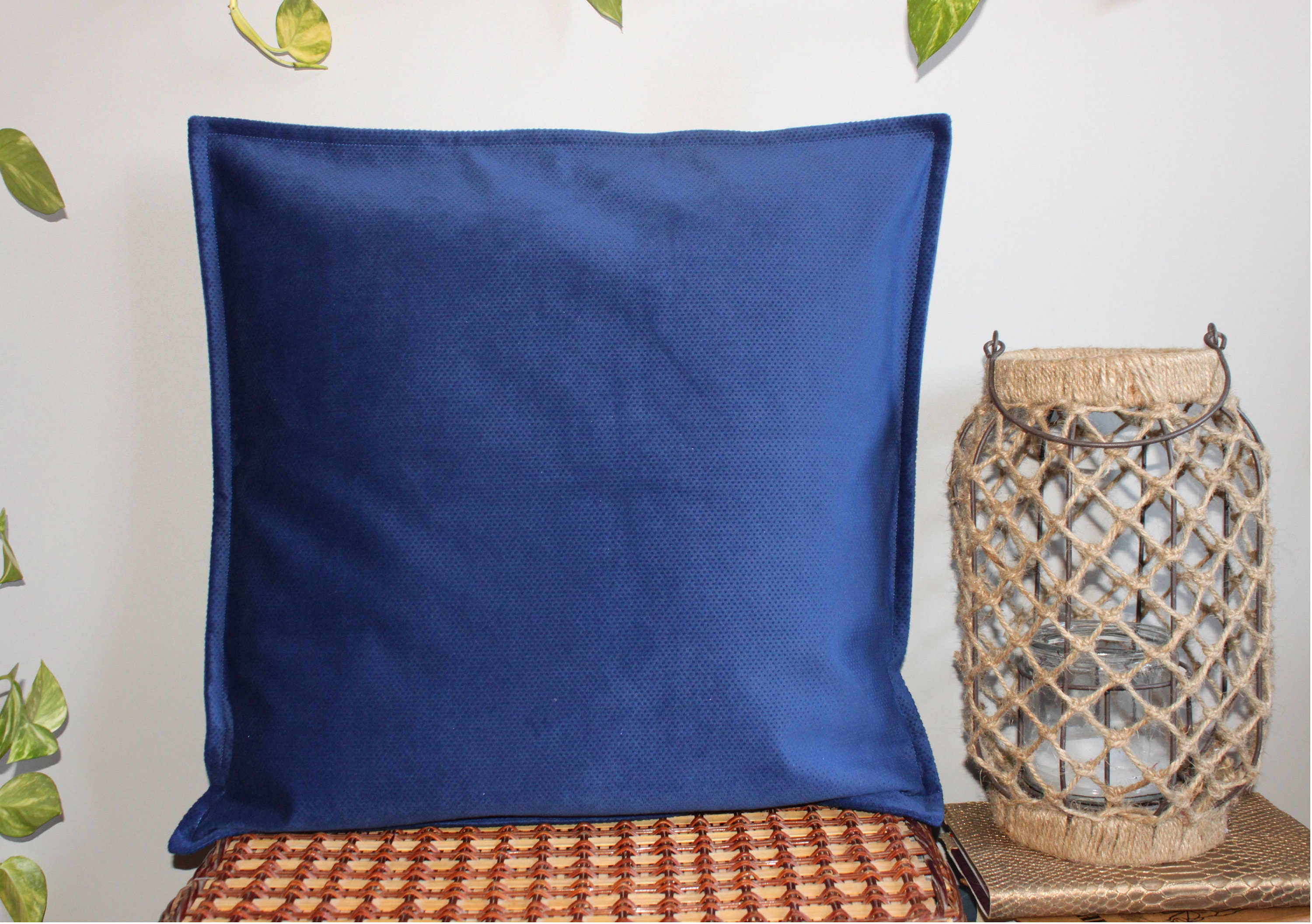 Blue velour pillow cover 20x20 inches 50x50 cm Etsy
