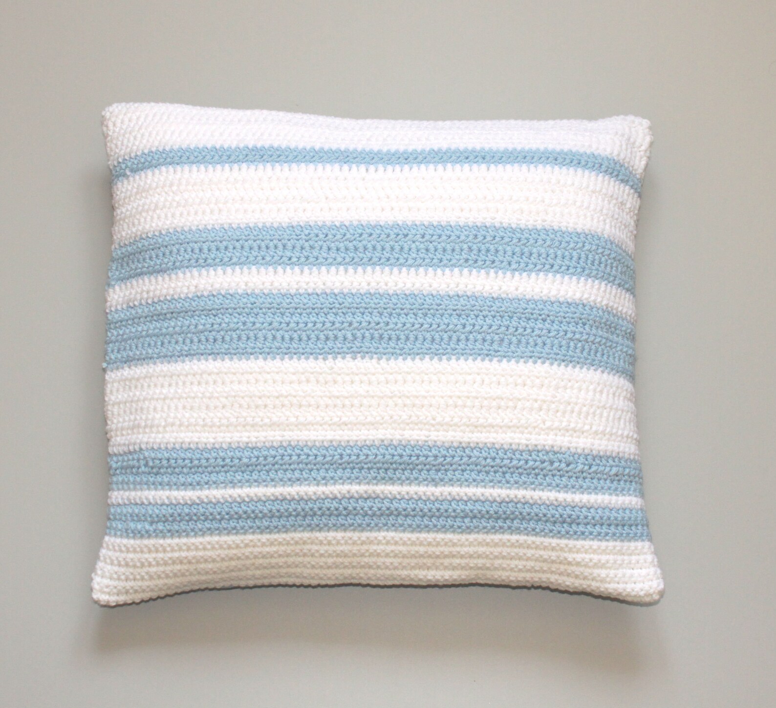 White and blue striped knit pillow cover 20x20 inches 50x50 cm Etsy