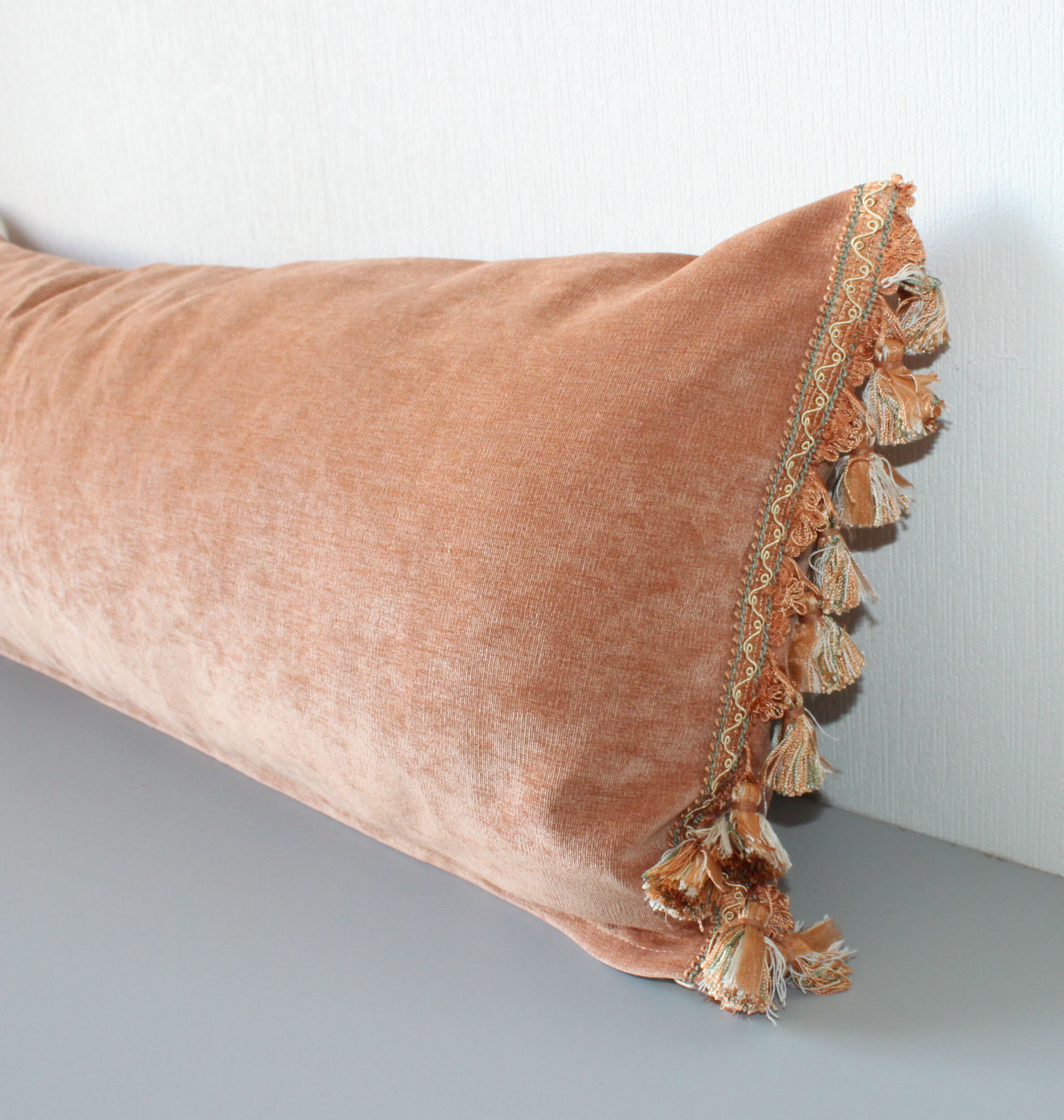 Coral sand fringed velour pillow cover 14x36 inches 35x92 cm Etsy