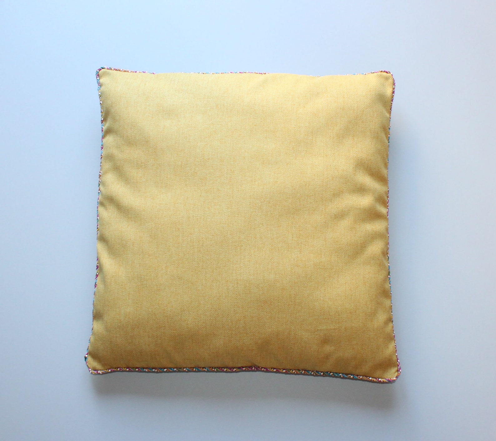 Mustard pillow cover with colorful piping 18x18 inches 45x45 Etsy