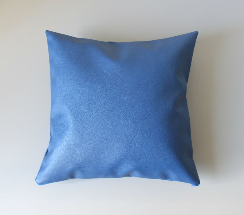 Blue Faux Leather Pillow Cover 12x20 Inches 30x50 Cm 16x16 Etsy