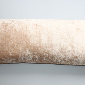 Beige long lumbar velour pillow cover 14x36 inches 35x92 cm