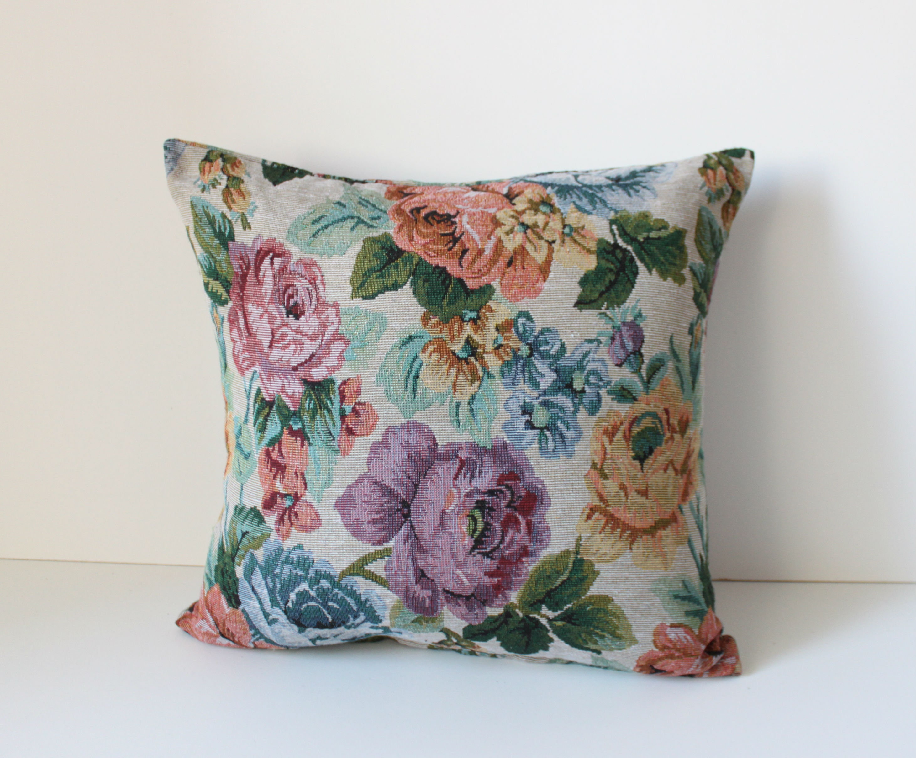 Floral tapestry pillow cover 18x18 inches 45x45 cm Etsy
