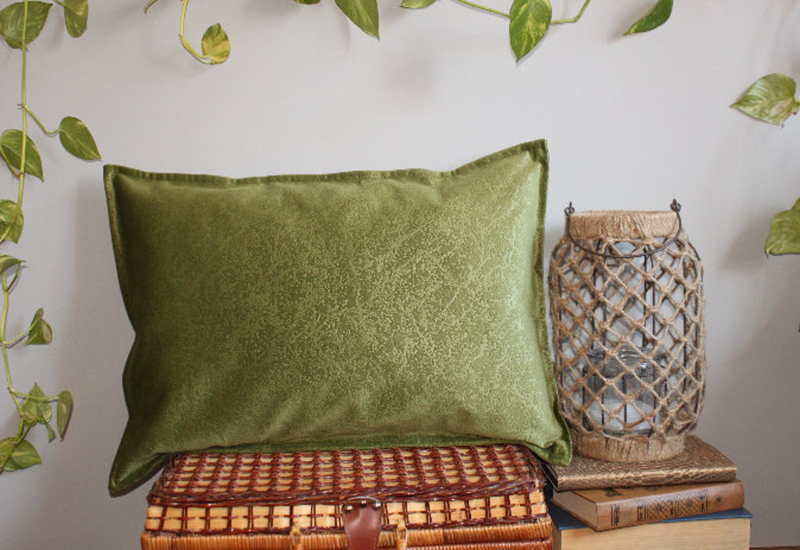 Olive green velour pillow cover 16x24 inches 40x60 cm Etsy