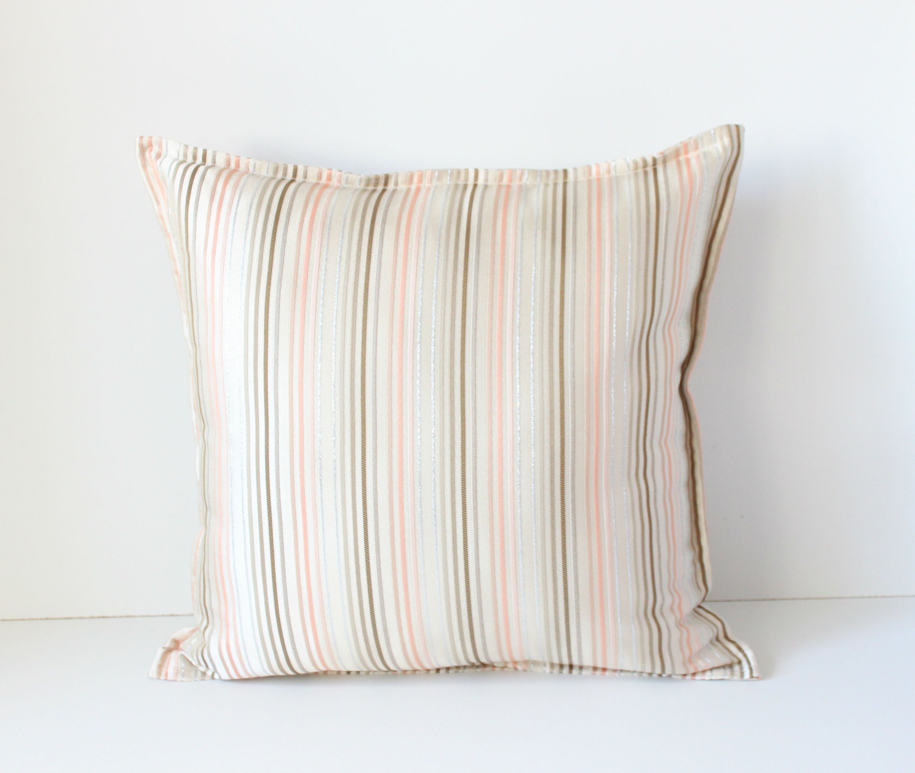 Beige striped jacquard pillow cover 20x20 inches 50x50 cm Etsy