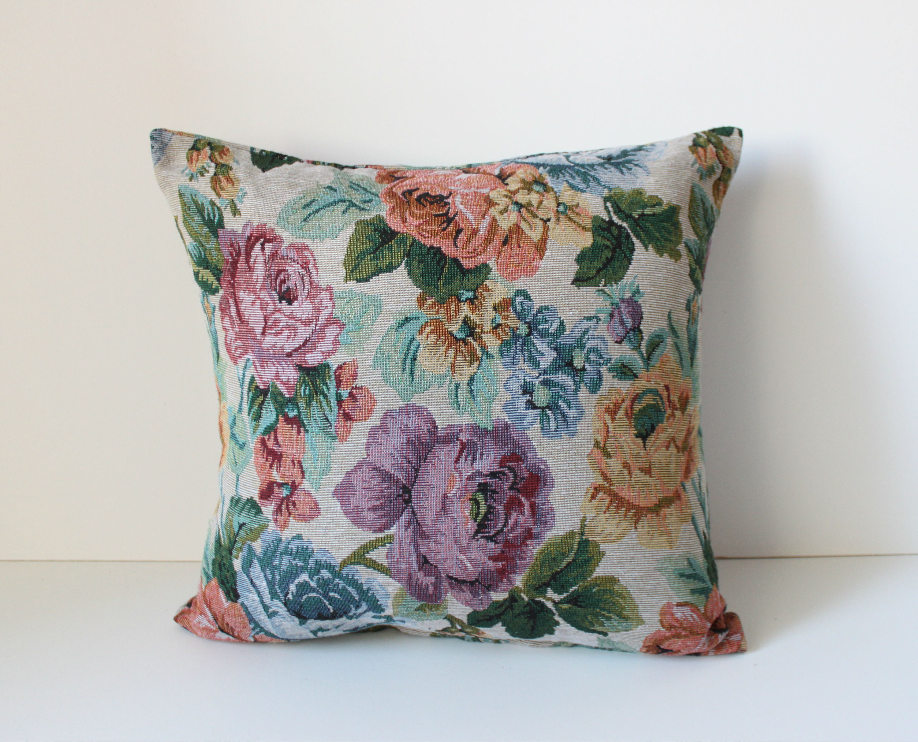 Floral tapestry pillow cover 18x18 inches 45x45 cm Etsy