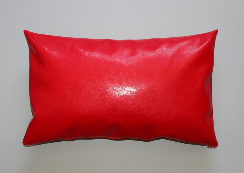 Red Faux Leather Pillow Cover 12x20 Inches 30x50 Cm Etsy