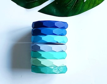 Geometric Silicone Bangle: Blue Sensory Mom Bracelet