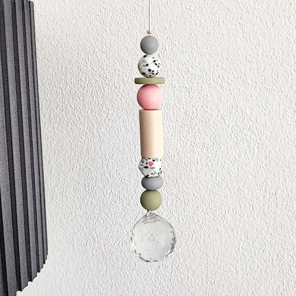 Suncatcher / Light catcher decor/ Sun catcher terrazzo sage pink / Crystal prism decoration/ Glass crystal/ Sonnenfänger/ Suncatcher crystal