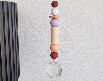 Crystal Prism Suncatcher: Modern Wood Bead Light Catcher