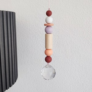 Modern geometrical suncatcher / Sun catcher / Crystal prism decoration/ Glass crystal/ Light catcher silicone and wood beads/ Sonnenfänger