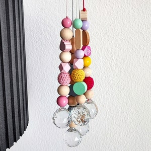 Colorful suncatcher / Rainbow prism/ Crystal prism / Glass crystal/ Light catcher crochet wood beads/ kids room decoration/ gift idea child