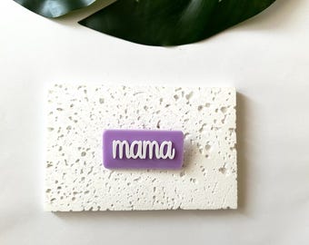 Pastel Lila Acrylic MAMA Brooch - Laser Cut Jewelry
