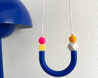 Electric blue neon pink U-bar statement necklace/ Silicone breastfeeding necklace/ Babywearing chain/ Stillkette
