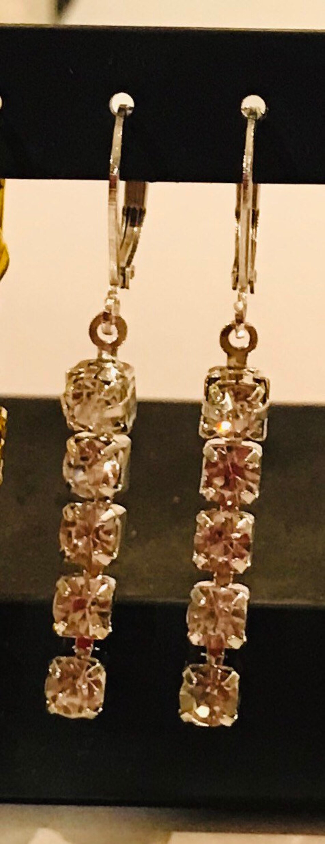 Tennis Rhinestone earrings dangle Gold or silver 4.3mm ss18 Etsy