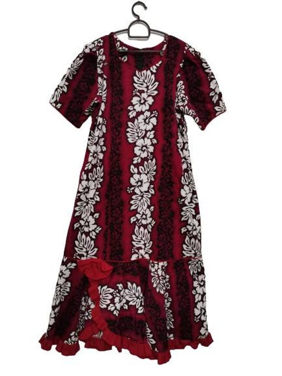 Vintage Hawaiian Dress, Ruffle Flounce Summer Dres