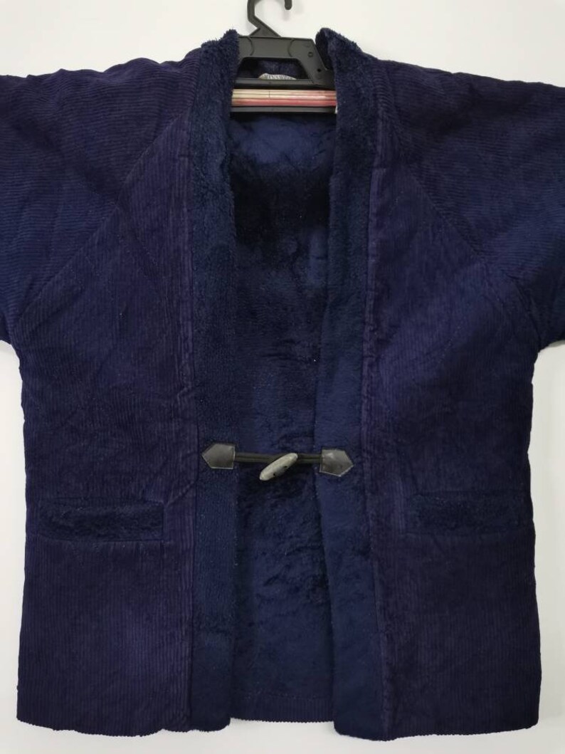 Japanese Traditional Winter Hanten Coat Black Velvet With Robe H089