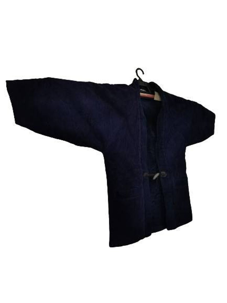 Japanese Traditional Winter Hanten Coat Black Velvet With Robe H089
