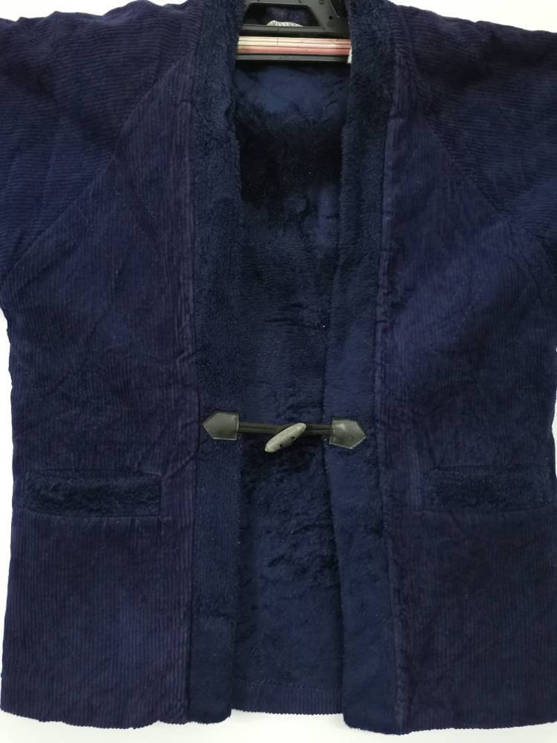 Japanese Traditional Winter Hanten Coat Black Velvet With Robe H089