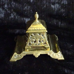 Victorian brass inkwell