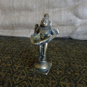 Vintage brass  lady oil lamp