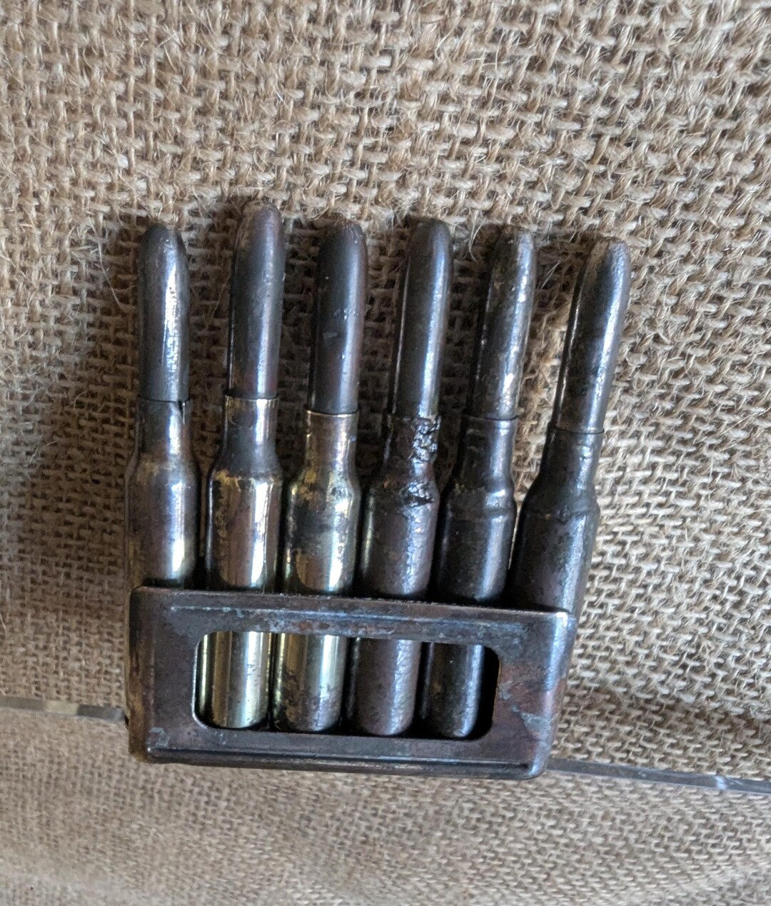 An Original Clip of Inert WW1 Small Arms Ammunition / Empty Ammo Shells ...