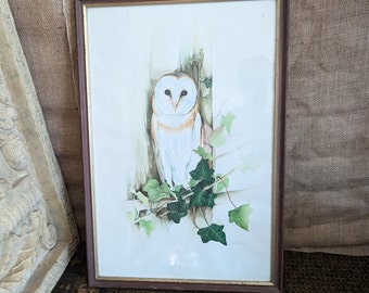 Original water colour of an barn owl picture by Lesley Fotherby