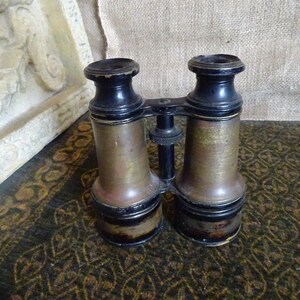 Victorian brass binoculars with extendable lens shields WW1