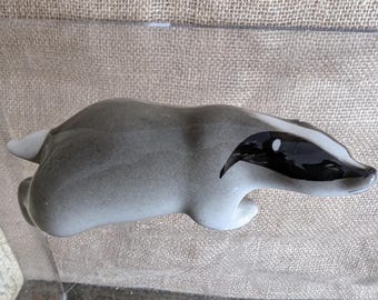 Vintage USSR Lomonosov porcelain badger animal figurine
