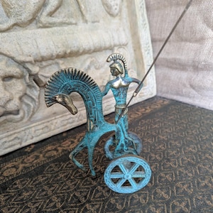 Ancient Greek Charioteer, Gladiator on Chariot, Warrior , Achilles bronze / brass sculpture