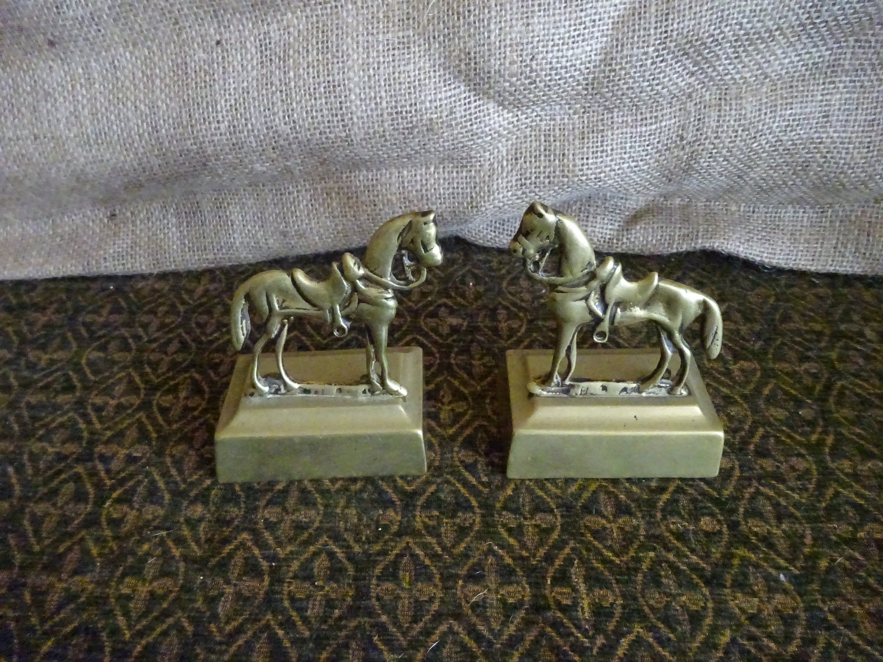 Pair of Early 19th Century Brass Horse Mantel Ornaments - Probably Regency