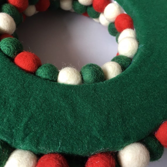 Couronne De Noël Feutre Laine Boule Couronne Fromt Porte Couronne Scandinave Décor Excentrique Wreaths Pom Pom Vacances Couronne De Noël