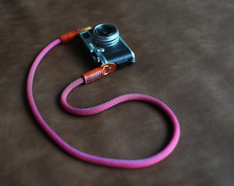 Red & Blue 10mm Climbing Rope Camera Strap – Leather Ends – Handmade by Windmup