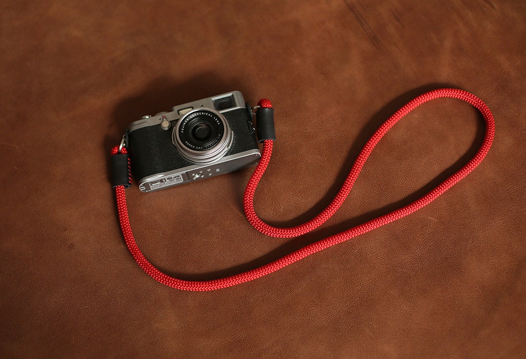 Red Climbing Rope Camera Strap, Leather Ends, Handmade - Etsy
