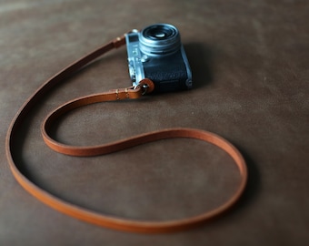 10mm thick brown leather handmade camera neck shoulder strap | windmup