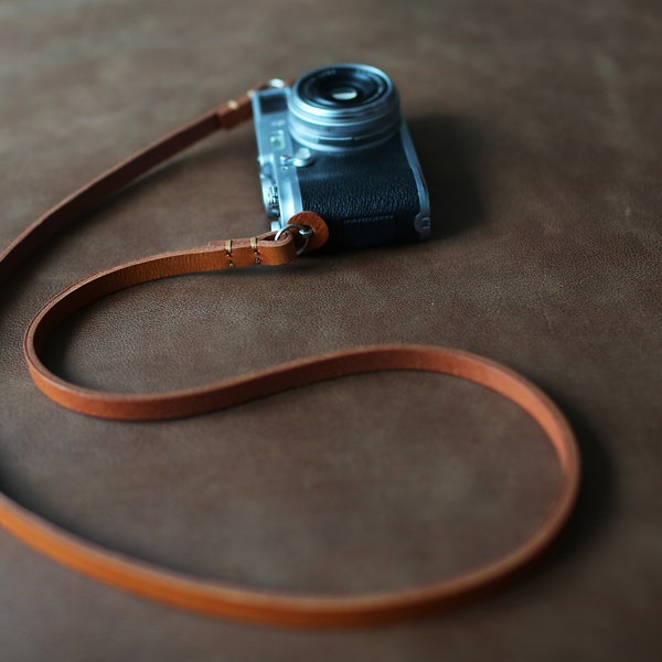 10mm thick brown leather handmade camera neck shoulder strap | windmup