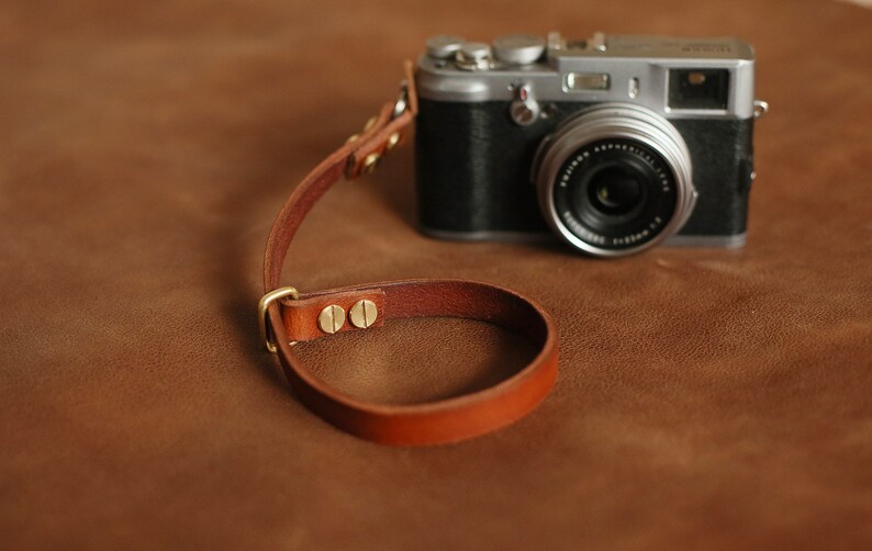 Thickened brown leather 12mm Handmade camera wrist strap band windmup