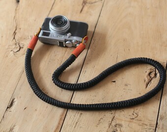 Black 16mm Hand knit Chinese knot handmade Camera neck shoulder strap | Windmup
