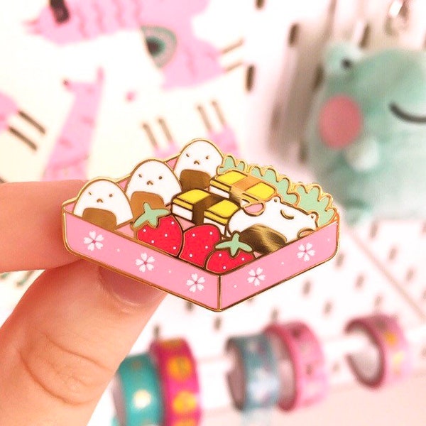 Bento box pin, bento pin, enamel pins, cute pins, cute gifts, japanese food, bento, kawaii pins, japanese pins, lapel pins, kawaii, cute