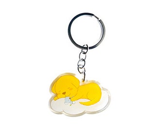 Resting Puppy Keychain Acrylic Keychain, Double Sided Epoxy Charm, Kawaii Cute Gift