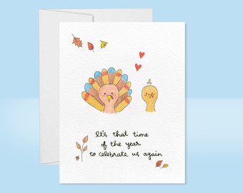 Thanksgiving-kaart, dank, Happy Turkey Day Card, dankbare kaart, handbeschilderde kaart