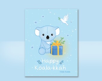 Happy Koalakkah Hanukkah Card, Happy Hanukkah Card, Cute Chanukah Card