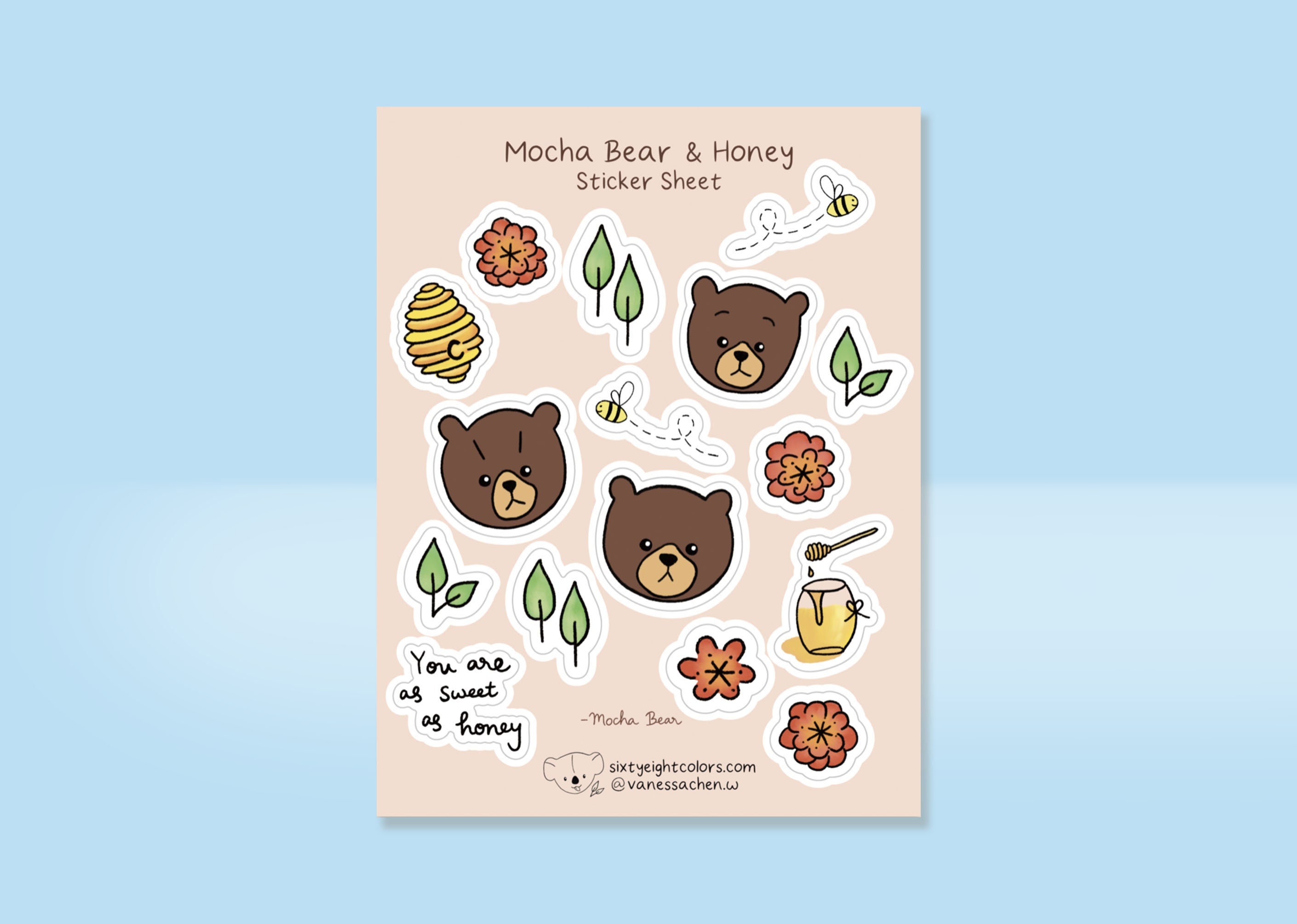 Cute Bear Sticker Set - Kawaii Designs, Weather Resistant, Ideal for Scrapbooking, Stationery, and Crafts