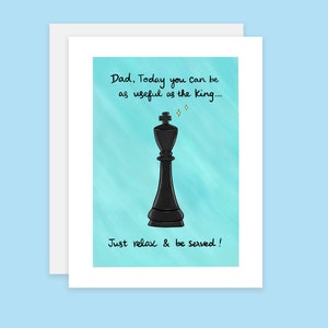 Tarjeta de cumpleaños para papá, Rey de ajedrez, Tarjeta de cumpleaños para papá, Tarjeta de feliz cumpleaños divertida de ajedrez, Tarjeta de pieza de ajedrez de rey negro