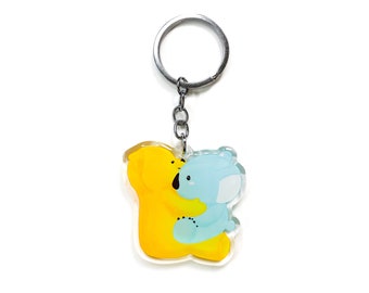 Bear And Koala Acrylic Keychain, Double Sided Epoxy Charm, Kawaii Cute Bear And Koala Lover Gift