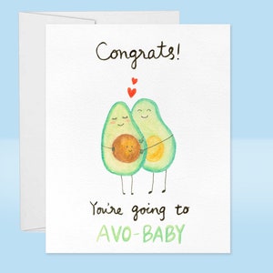 Congrats Baby Card, New Baby Card, Avocado Card, Baby Shower Card, Handpainted